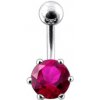 Piercing Šperky4U stříbrný piercing do pupíku tmavě růžový zirkon BP01025-F