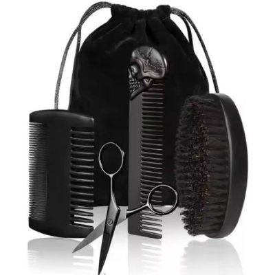Amparo Miranda® Hřeben, kartáč a nůžky na knír a vousy H34581 Black – Zboží Mobilmania