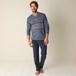 Pyžamo s kalhotami jemná bavlna modrošedá/nám.modrá – Zboží Dáma