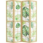 HOMCOM Paraván 4-dílný 160 x 170 cm přírodní + zelený – Zboží Dáma