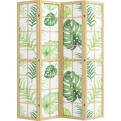 HOMCOM Paraván 4-dílný 160 x 170 cm přírodní + zelený – Zboží Dáma
