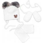 Baby Nellys Dětská sada zimní čepice s šálou rukavičky 3D Teddy Bear bílá – Hledejceny.cz