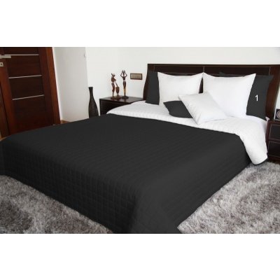 DumDekorace přehoz na postel Oboustranné prošívané v černo bílé barvě 220 x 240 cm