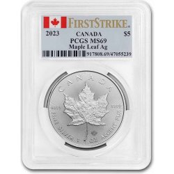 Royal Canadian Mint Stříbrná mince Maple Leaf MS-69 PCGS Kanada 1 Oz