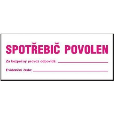 MAGG Spotřebič povolen za bezpečný provoz zodpovídá: - samolepka 210x80mm 120230 – Hledejceny.cz