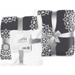 FARO Fleece deka s beránkem ornamenty černá – Zboží Dáma