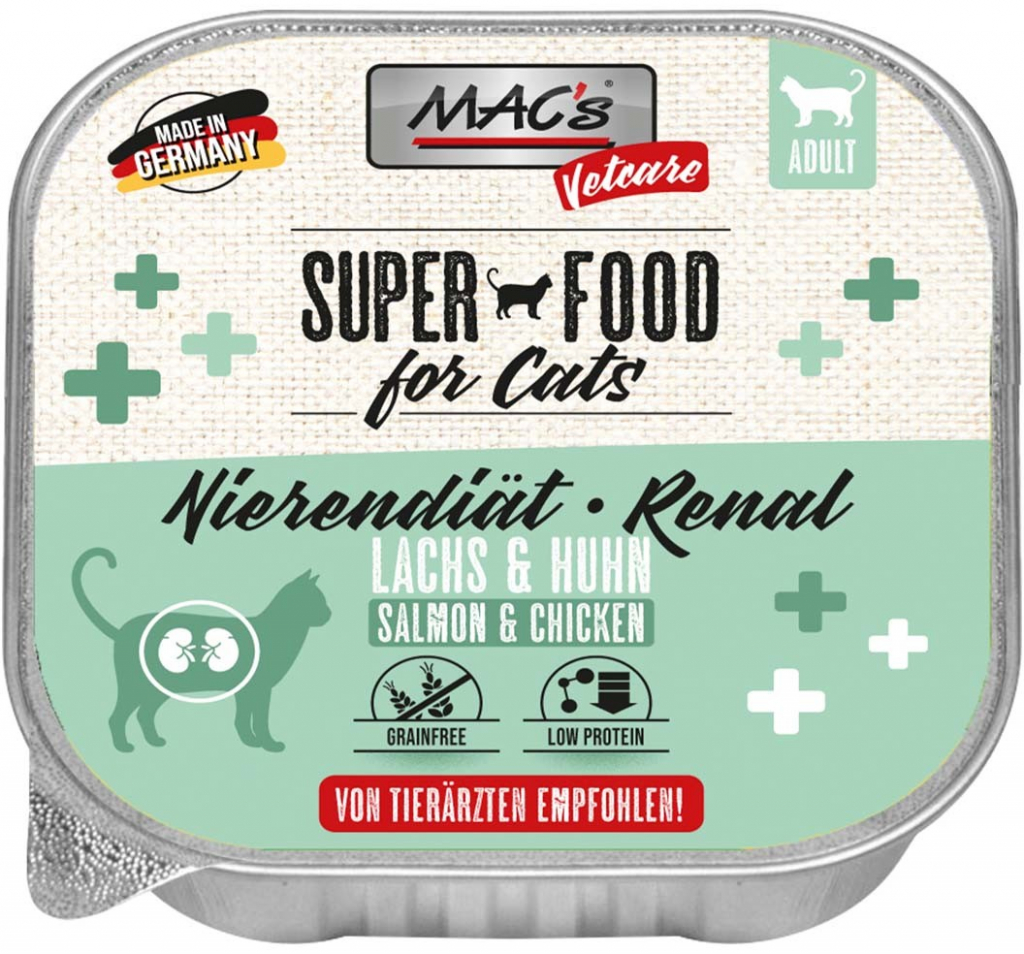 MAC\'s CAT Vetcare losos a kuře ledvinová dieta 32 x 100 g