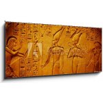 Obraz 1D - 120 x 50 cm - Ancient Egypt hieroglyphics with pharaoh and ankh Starověké egyptské hieroglyfy s faraonem a ankh – Hledejceny.cz