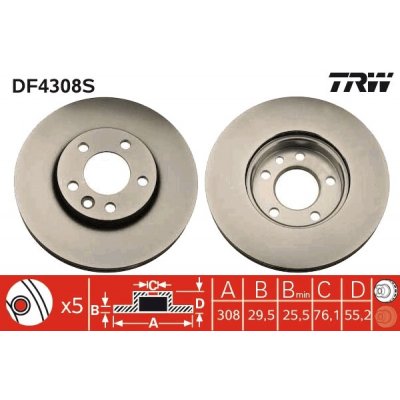 Brzdový kotouč TRW DF4308S – Sleviste.cz