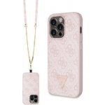 GUESS PU 4G Strass Triangle Metal Logo + Crossbody Popruh Apple iPhone 15 Pro Max růžové – Hledejceny.cz