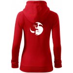 Kočka Jin jang dámská mikina trendy zipper s kapucí Červená – Zbozi.Blesk.cz