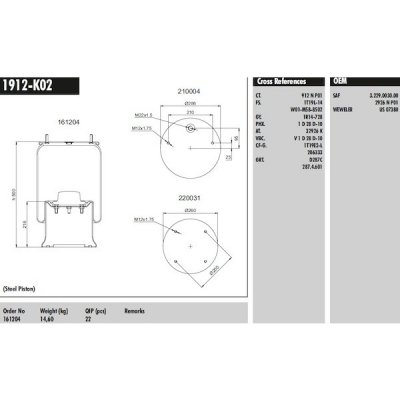 Měch pérování SAF 2926V s kovovým zvonem | Zboží Auto