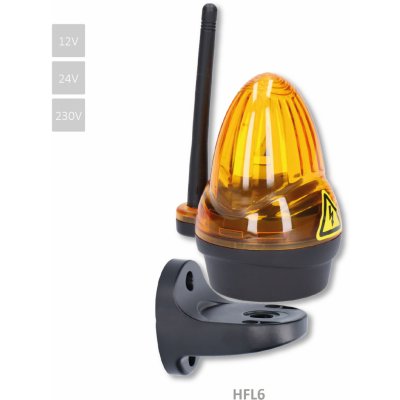 Oranžový výstražný LED maják s anténou 12/24/230 V, AC/DC, držák pro boční úchyt, rozměr ø76 x 125, svítivost 739 lux (nevhodný k řídicí jednotce CT-102) – Sleviste.cz