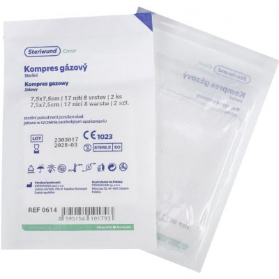 Steriwund gáza hydrofilní kompresy sterilní 7,5 x 7,5 cm/2 ks – Zboží Mobilmania