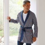 krátký župan s grafickým vzorem bordó/modrá – Hledejceny.cz