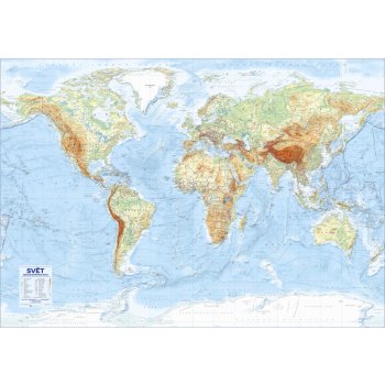 Excart Maps Svět - nástěnná zeměpisná mapa 196x138 cm (ČESKY) Varianta: bez rámu v tubusu, Provedení: laminovaná mapa v lištách