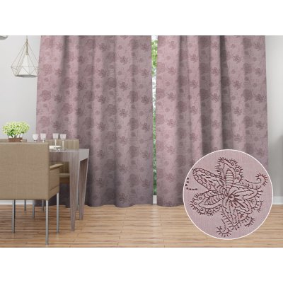 Biante Dekorační závěs TF-077 Květované ornamenty na starorůžovém 150x160 cm – Sleviste.cz