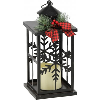 EUROLAMP Vánoční osvětlení Kovová černá lucerna s LED svíčkou 17x17x40,5 cm 600-40240 – Hledejceny.cz