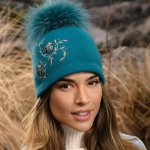 Krumlovanka dámská s bambulí Woolmark azurová W-0847/733 – Hledejceny.cz