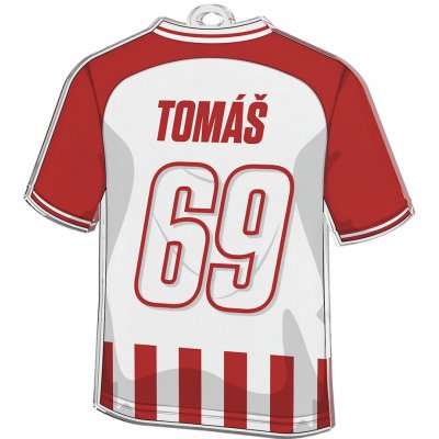 Bauer Decor Akrylátová vánoční ozdoba fotbalový dres s vlastním textem Zelená barva pruhy: PRUHOVANÉ BÍLOČERVENÉ – Zboží Dáma