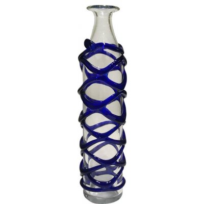Skleněná váza čirá se skleněným opletením, modrá – Zboží Mobilmania