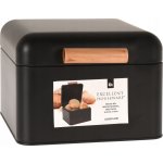 Excellent Houseware Kompaktní černý kovový chlebník s odklápěcím víkem – Zboží Mobilmania