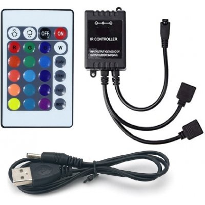 RGB kontroler 5-24V USB pro dva LED pásky