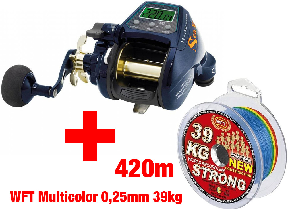 WFT Sea King 800 PR HP LH + Šnůra WFT Multicolor 0,25mm 39kg 420m