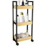 Servírovací stolek kolečka kov bambus plast černá přírodní NoBi PARIS – Zboží Dáma