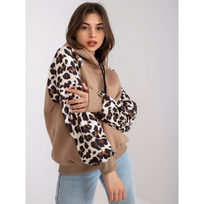 BASIC Béžová mikina michaela s leopardími rukávy -em-bl-663.94-beige – Zbozi.Blesk.cz