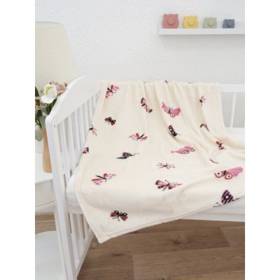 MKLuzkoviny.cz Dětská deka do postýlky mikroplyš Exclusive Motýlci béžové – Zbozi.Blesk.cz