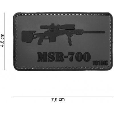 Gumová nášivka 101 Inc zbraň MSR-700 - šedá – Zboží Mobilmania