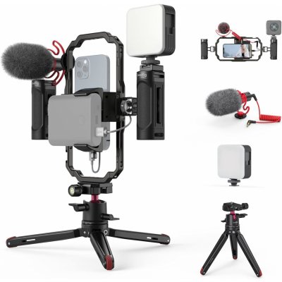 Pouzdro Profesionální Instagram Video Kit od Smallrig - set klec, madla, mikrofon, světlo a stativ pro mobil - na véšku i na šířku