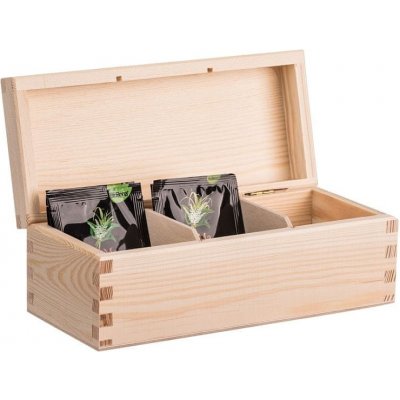 Čisté dřevo Dřevěná krabička na čaj (3 přihrádky)