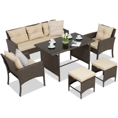 Garden Point GAP231 Zahradní technorattanový nábytek Bari 7 hnědý – Sleviste.cz