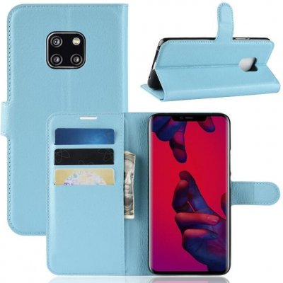 Litchi PU kožené peněženkové pouzdro na mobil Huawei Mate 20 Pro - modré – Zboží Živě