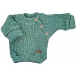 Pletený svetřík pro miminko s knoflíčky Lovely prodloužené náplety mátový – Zboží Dáma