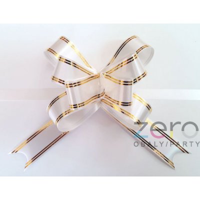 Stahovací mašle 2,5 cm x 25 ks - bílá s pruhy – Zboží Dáma