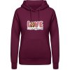 Dámská mikina s potiskem AWDis Hoodie mikina Design s tématem Pes a Láska Purpurovočervená