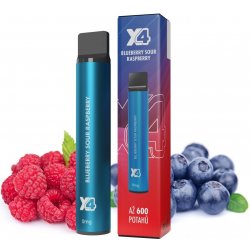 X4 Bar Zero Blueberry Sour Raspberry 0 mg 600 potáhnutí 1 ks