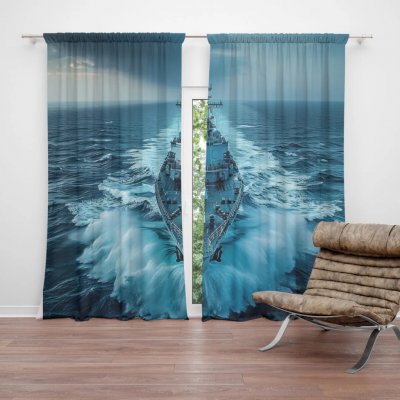 Sablio Závěs Válečná loď prorážející oceán: 2ks 140x250cm – Hledejceny.cz