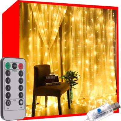 Iso Trade Světelný závěs teplá bílá 300 LED 580cm 3W 16271 – Zboží Mobilmania