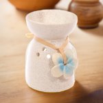 Eden Keramická aroma lampa s modrou květinkou – Zboží Dáma