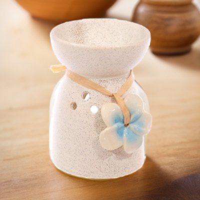 Eden Keramická aroma lampa s modrou květinkou – Zboží Dáma