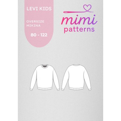 Dětský střih na oversize mikinu Levi kids, 80 - 122, el. formát | MIMI patterns - 104 (A4) domácí tisk – Zboží Dáma