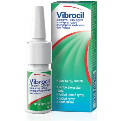 Vibrocil 2,5mg/ml+0,25mg/ml nosní sprej při léčbě rýmy 15 ml