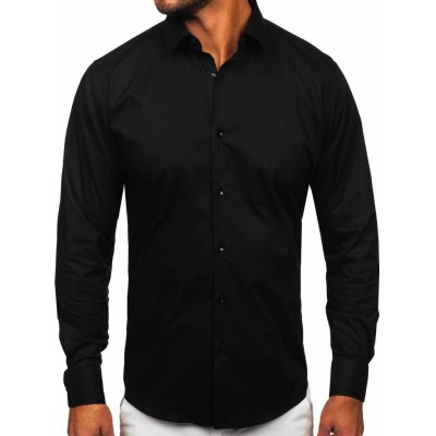 Bolf pánská bavlněná elegantní košile s dlouhým rukávem slim fit černá TSM14