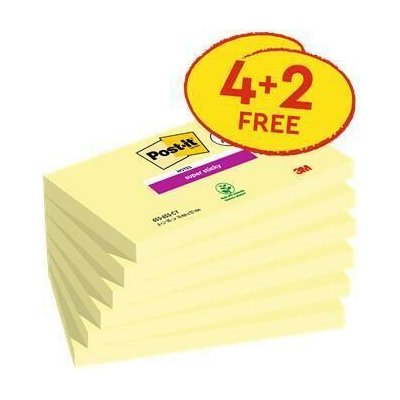 3M POSTIT Samolepicí bloček Super Sticky, žlutá, 76 x 127 mm, 4+2x 90 listů, 3M POSTIT 7100259448 ,balení 540 ks – Hledejceny.cz