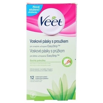 Veet Wax Strips voskové depilační pásky pro suchou pokožku Aloe Vera & Parfum of the Lotus Flower 12 ks