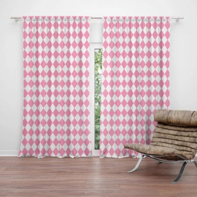 Závěsy Růžovobílé kosočtverce: 2 ks - 140x250 cm - Sablio – Hledejceny.cz
